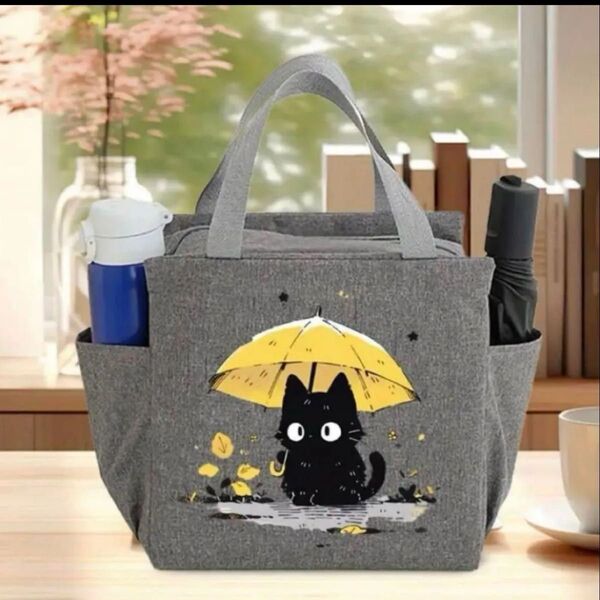 【猫シリーズ】黒猫 猫 黄色い傘 トートバッグ バッグ 手提げ バッグ TB25MR0007