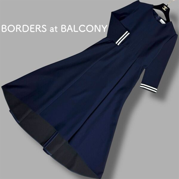 【美品】BORDERS at BALCONY ボーダーズアットバルコニー Twill Shirt Dress ネイビー ワンピース