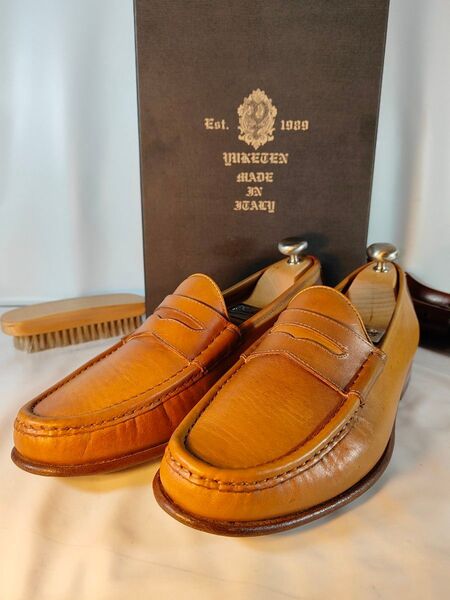 【極美品】YUKETEN 70s 本革革靴 高級コインローファー イタリア製箱付