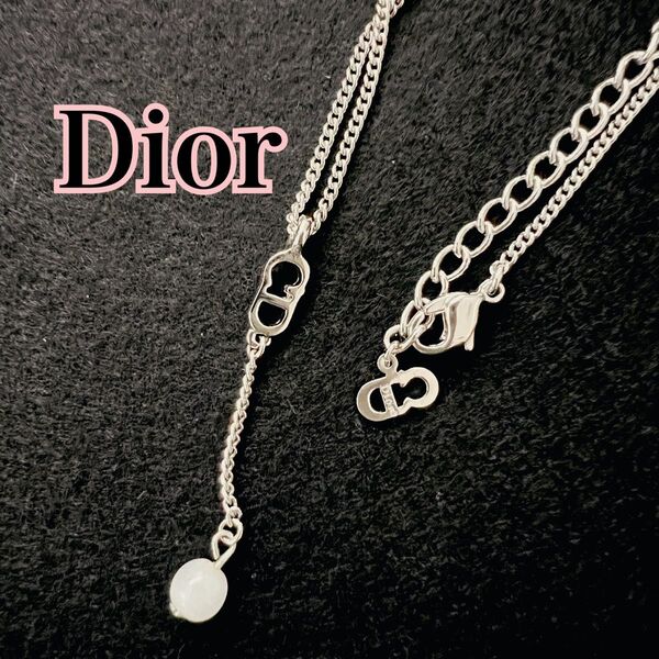クリスチャンディオール Dior ネックレス CD ロゴ シルバー