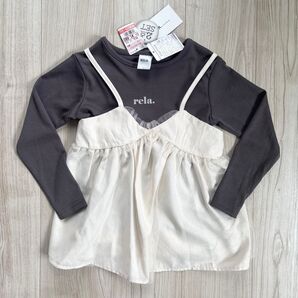 【2点セット】110 新品未使用 しまむら ロンT チュールビスチェ