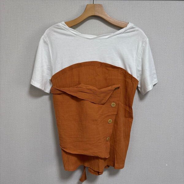 【AZUL】M 美品 トップス レイヤード風 Tシャツ ビスチェ オレンジ