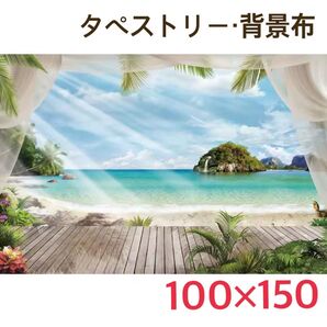 ヴィラ テラス 南国 海 砂浜 島 リゾート タペストリー 背景布