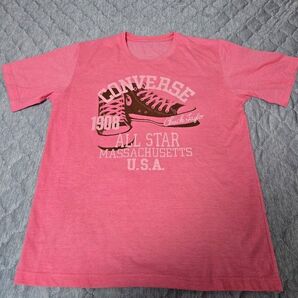 CONVERSE Tシャツ ピンク ロゴ入り