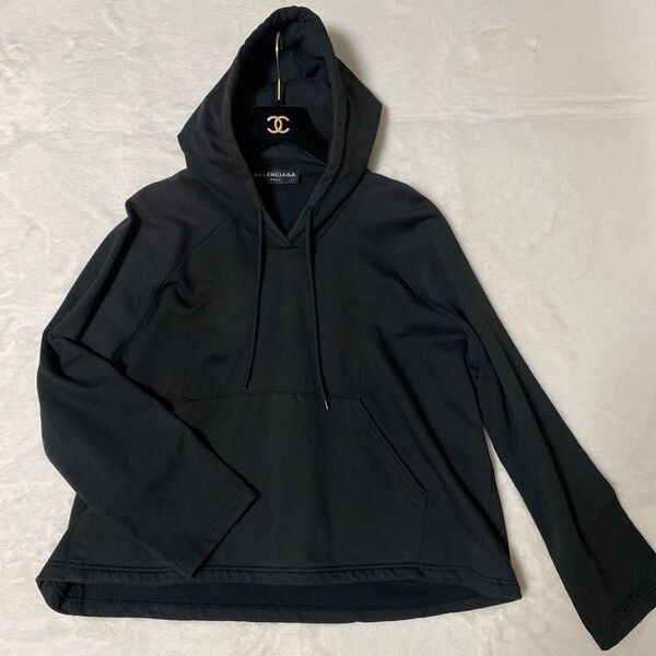 BALENCIAGA PARIS バレンシアガ グランジパーカ フーディ 短丈 ブラック スウェット フーディー