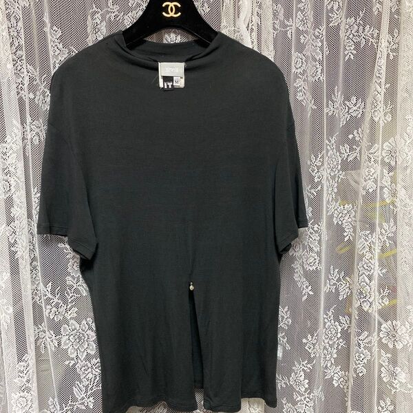 VERSACE ヴェルサーチ ブラック Tシャツ 裾チャーム付き メデューサ ブラック M TEE クルーネック