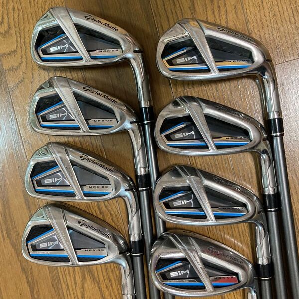 良品 中古 テーラーメイド TaylorMade SIM MAX OS アイアン セット 5I~SW フレックスS カーボン 8本