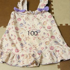 【100】女の子 水着 ワンピース クリーム