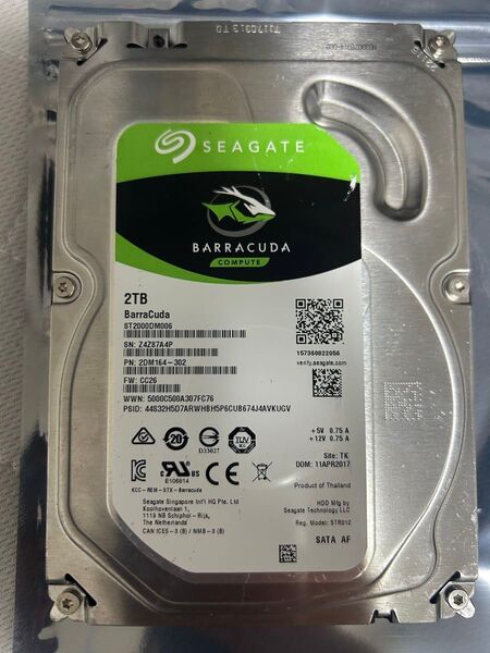 ①Seagate Barracuda Compute 2TB HDD ST2000DM006