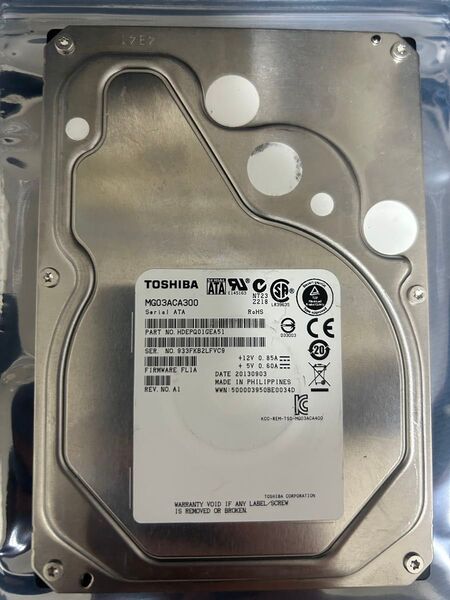 ⑤TOSHIBA 3.5インチHDD MG03ACA300 3TB 健康状態:注意