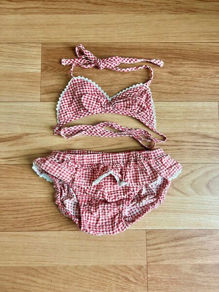 子供用 80cm 水着 ビキニ ギンガムチェック