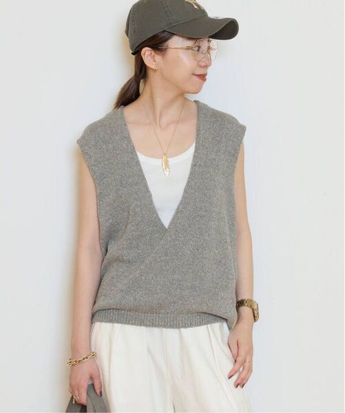 MUSE de Deuxieme Classe Lily Linen Vネック ベスト グレー