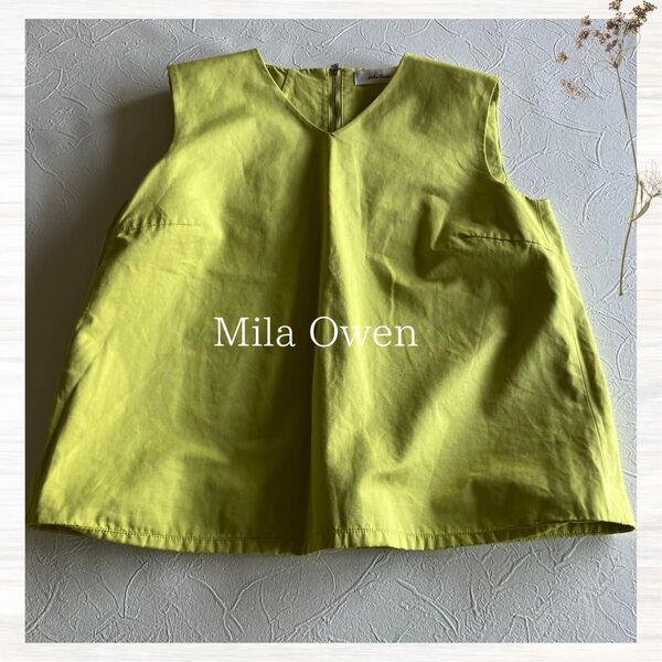 ミラオーウェン Vネックグログランノースリーブ M トップス カットソー Mila Owen