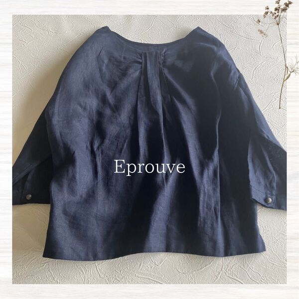 Eprouve リネン100% ブラウス カットソー S ネイビー エプローブ