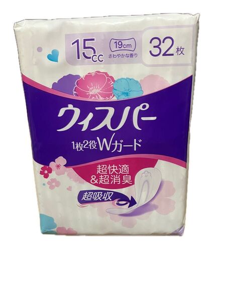P&G ウィスパー 1枚2役Wガード 吸水ライナー おりもの&水分ケア 15cc 19cm 32枚