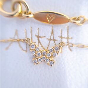 AHKAH アーカー K18 バタフライ パヴェ ネックレス ダイヤ 0.06ct