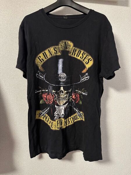 Guns N’ Roses バンドTシャツ スカル×ローズロゴ ロックT 古着
