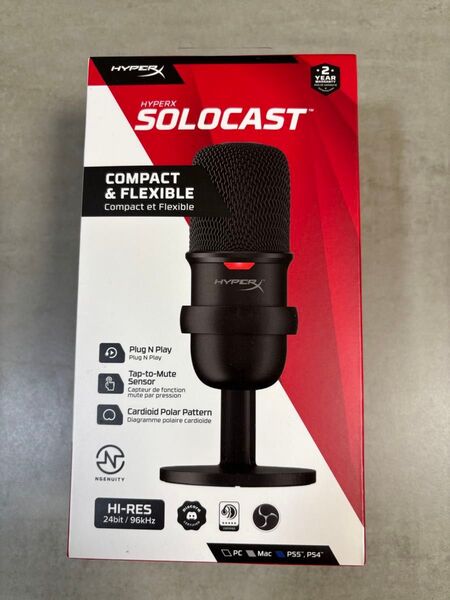 HyperX SoloCast USB コンデンサーマイク ポップガード・ショックマウント付き