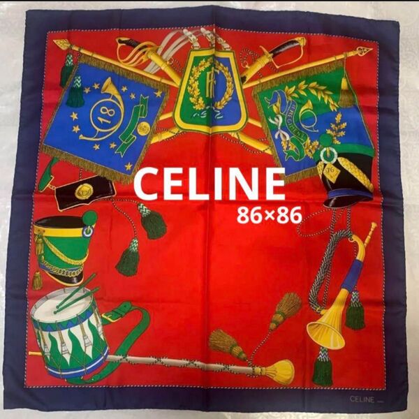 CELINEセリーヌスカーフ 楽器デザイン シルク大判 希少 春価格〜6/25