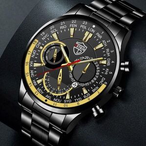 新品 クロノグラフ YOLAKO 腕時計メンズ 黒