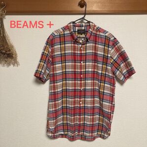 【美品】BEAMS PLUS マドラスチェック 半袖シャツ XLサイズ ビームスプラス 日本製 コットン100%
