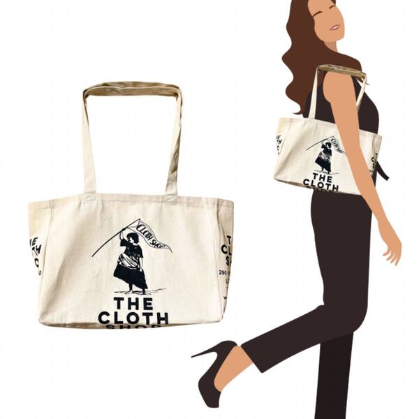 ☆ロンドン発 THE CLOTH SHOP クロースショップ トートバッグ コットン エコバッグ 新品 小 A4 底マチあり