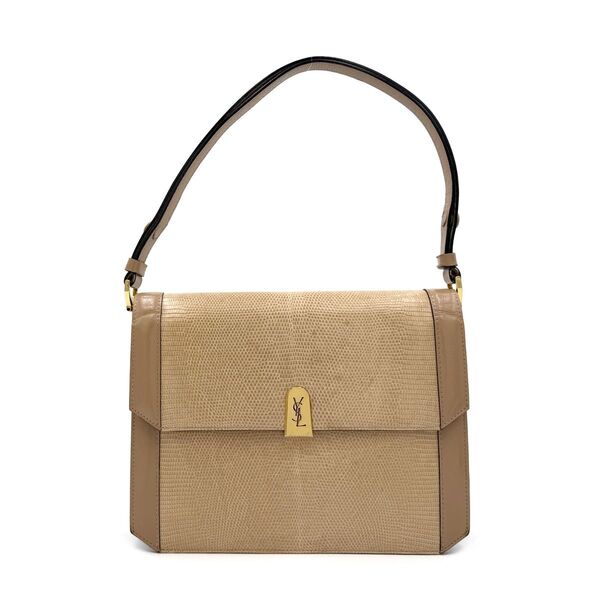イヴサンローラン リザード ショルダーバッグ 2way ベージュ レザー YSL
