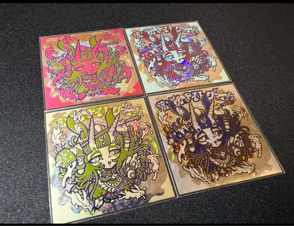 荒木町ナイトシール6.5弾 モジャイドス デザイン/描画 台湾ガチホロ5箔押し荒木町ナイトグロウ 4種まとめ売り 自作シール