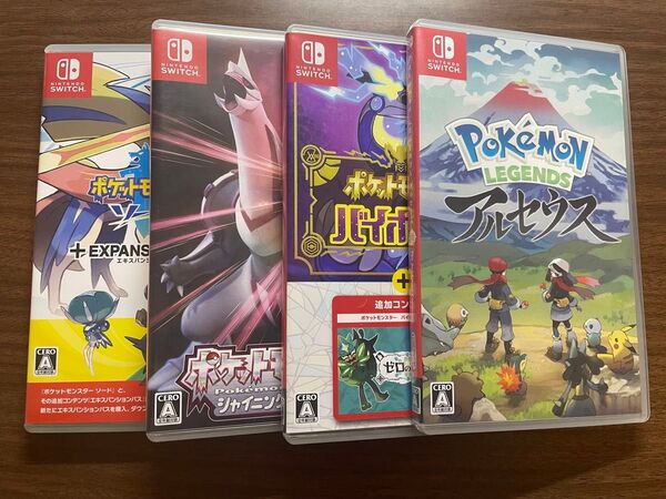 Switch ポケモンソフト4つセット(バイオレット、ソード、レジェンズアルセウス、シャイニングパール)