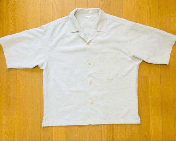 【美品】GU ワイドシャツ メンズ トップス Mサイズ 半袖シャツ パールグレー