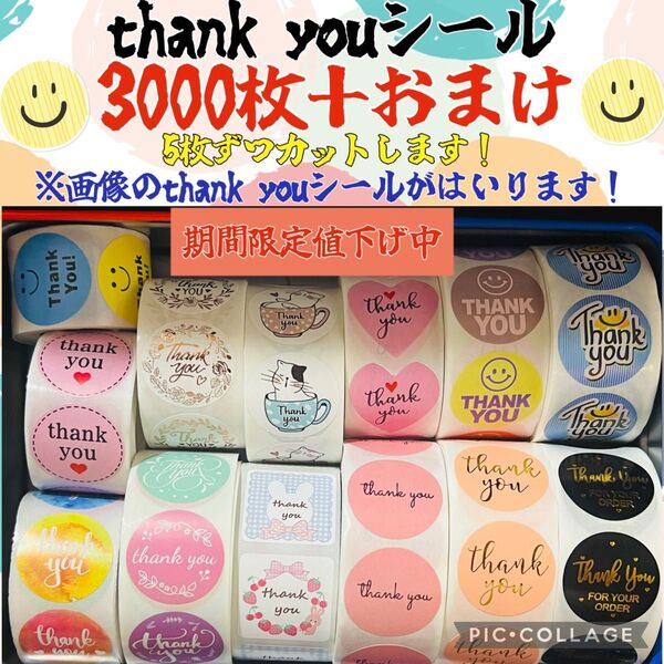 可愛いthank youシール 3000枚+おまけ