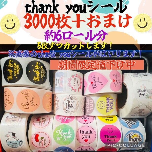 可愛いthank youシール 3000枚+おまけ