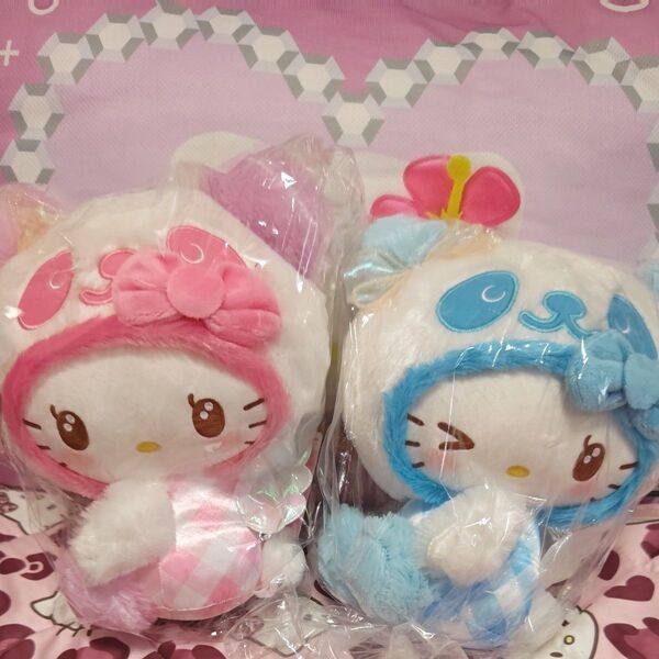 【新品】パンダハローキティ エモきゅーとエンジェルBIGぬいぐるみ2体セット サンリオ