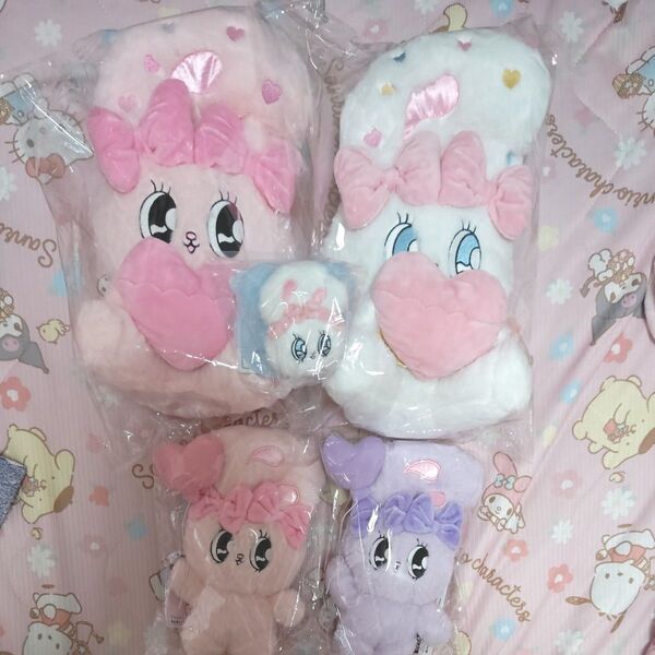 【新品】エスターバニーハートポケットBIGぬいぐるみ2点+ハートバルーンぬいぐるみ2点+シュシュ5点セット