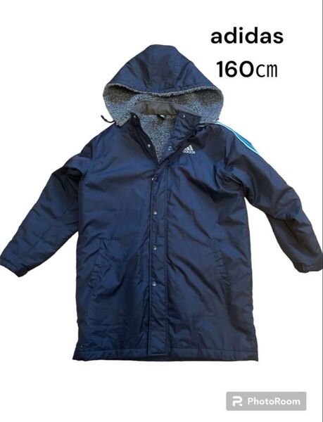adidas ロングコート 160cm ネイビー