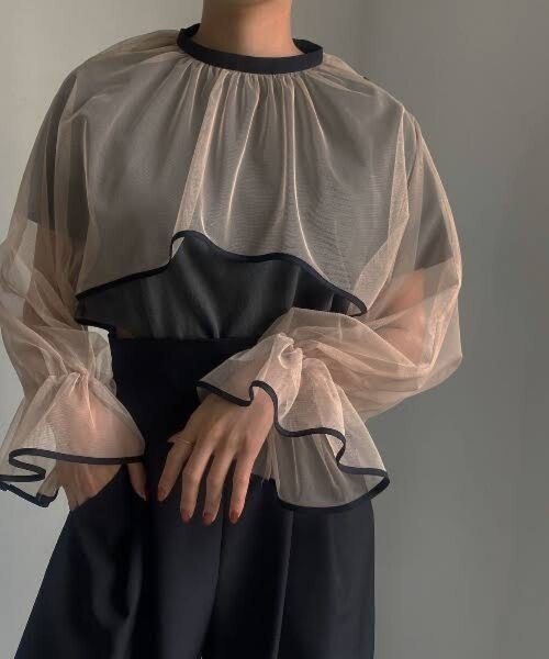 Ameri 2WAY VEIL TULLE TOP