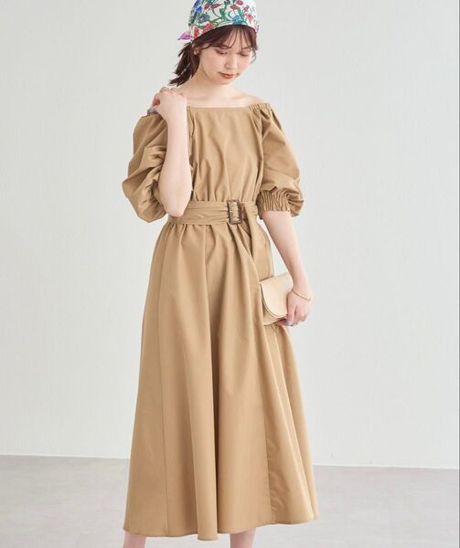 natural couture オフショル カシュクール ワンピース ベージュ