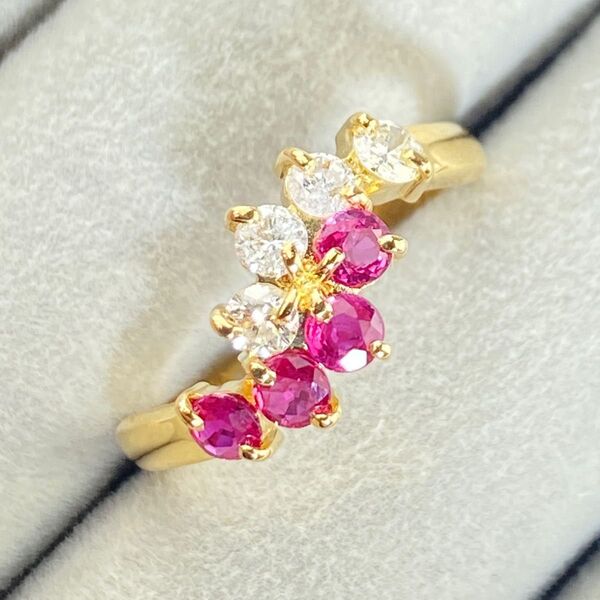 【22-40】ルビー ダイヤモンド リング R0.46ct D0.21ct