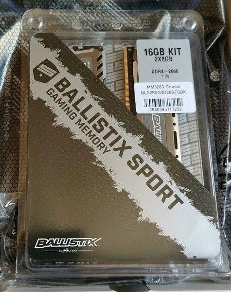 開封のみ 動作確認済み Crucial Ballistix DDR4 2666 16GB (8GB×2)