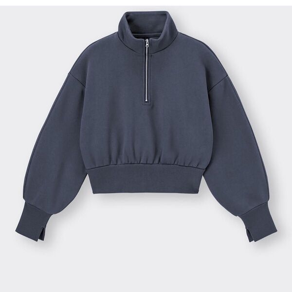 GU ヘビーウェイト スウェット ショート ハーフジッププルオーバー BLUE