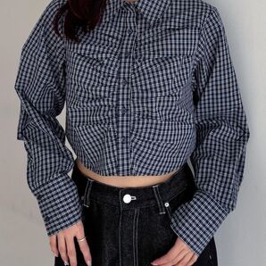 Heather フロントギャザーショートシャツ
