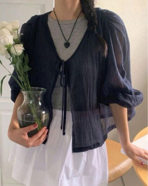フロント結び スリーブシャツ