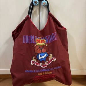 新品 クマちゃん 王冠 刺繍 軽量 エコバッグ ナイロン Mサイズ 赤茶 バーガンディ