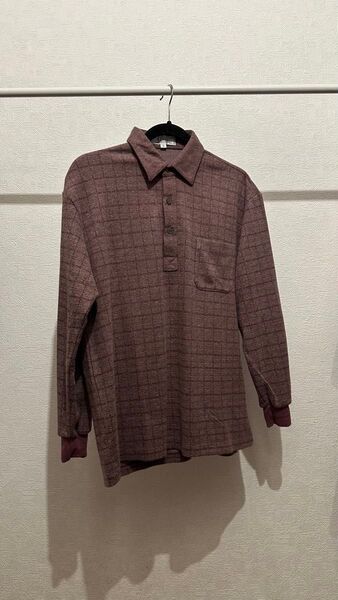 長袖ポロシャツ Mサイズ えんじ色