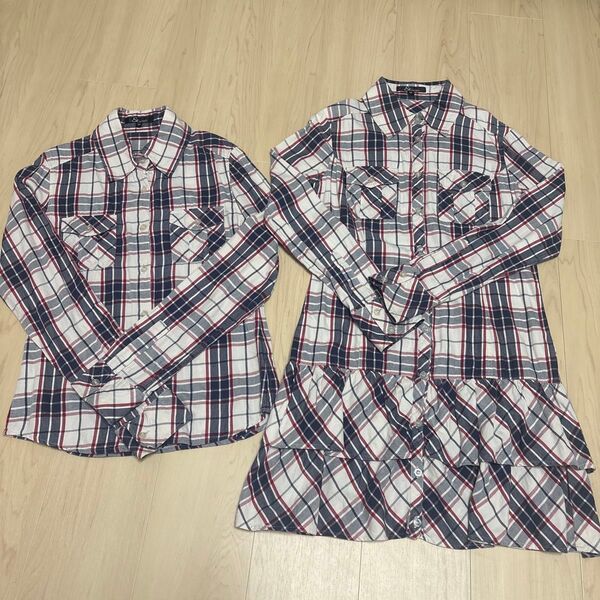 ◆&by P&D シャツブラウス・シャツワンピース 2枚セット お揃い ピンキーアンドダイアン &by PINKY&DIANNE