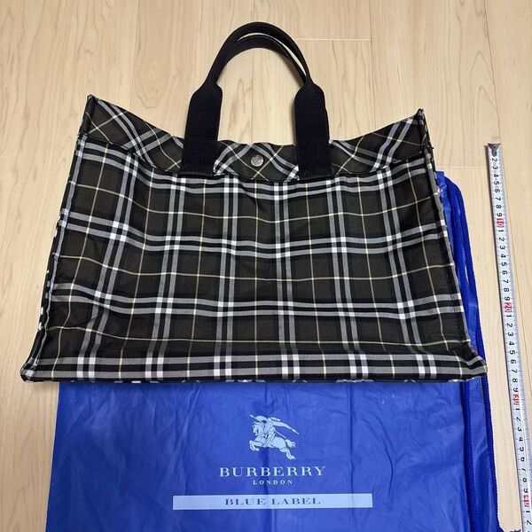 バーバリーブルーレーベル トートバッグ チェック マチあり グリーン系 Burberry Blue Label ノバ