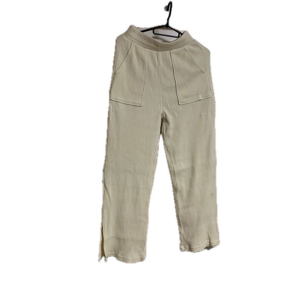 GU リブパンツ スリット入り クリーム色 (S)