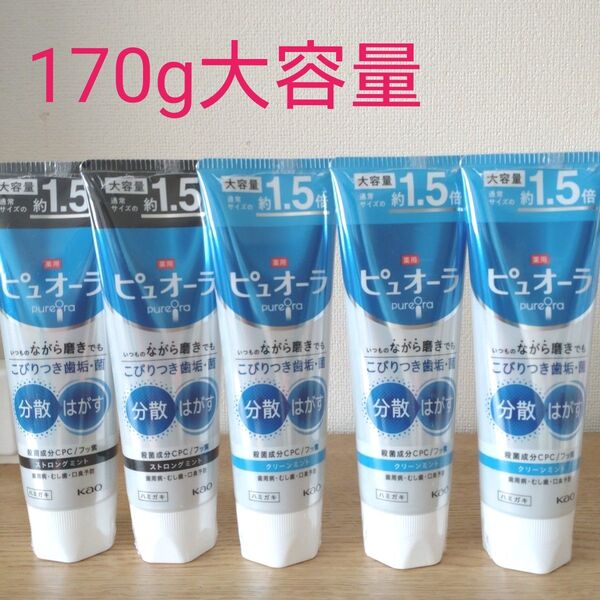 ピュオーラ 薬用ハミガキ 170g×5 クリーンミント&ストロングミント