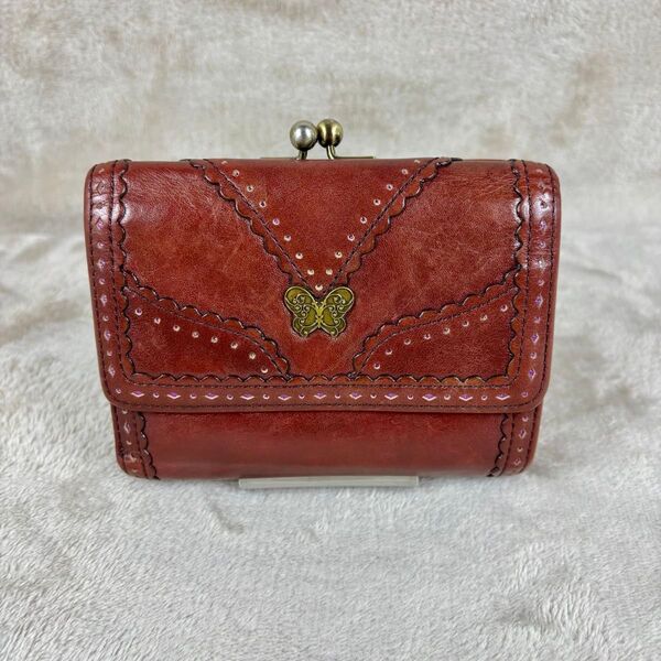 希少 ANNA SUI アナスイ 二つ折り財布 ヴィンテージ 本革レザー