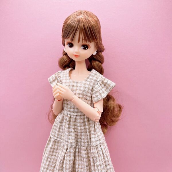 フリルワンピース ドール服 リカちゃんキャッスル ハンドメイド服 キラちゃん